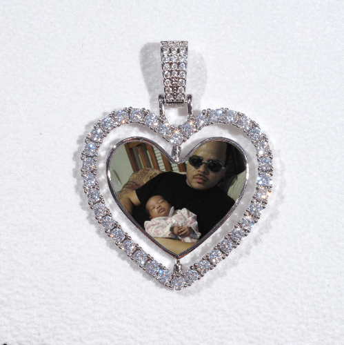 3D Spinning 2-Faced Heart Custom Picture Pendant