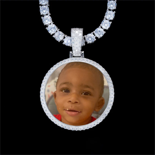 925S & VVS Moissanite 3D Circle Custom Picture Pendant