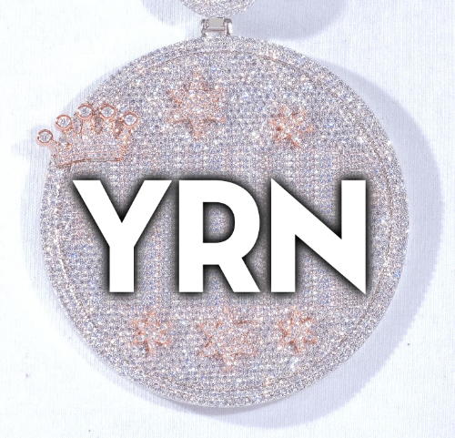 CUSTOM LETTER NECKLACE 3D BIG CROWN DISC