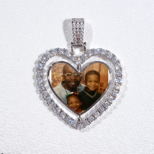 3D Spinning 2-Faced Heart Custom Picture Pendant