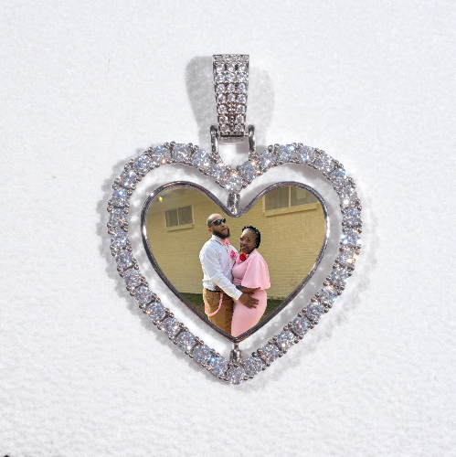 3D Spinning 2-Faced Heart Custom Picture Pendant