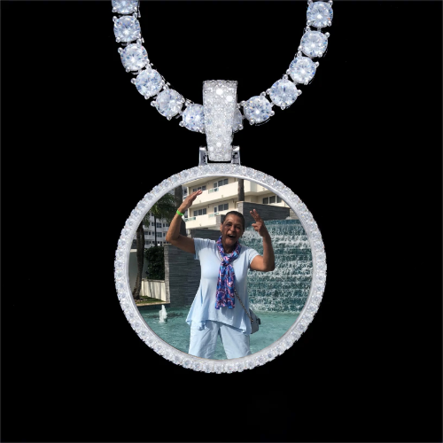 925S & VVS Moissanite 3D Circle Custom Picture Pendant