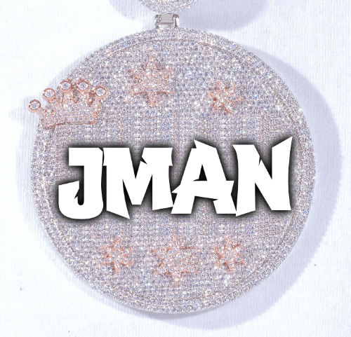 CUSTOM LETTER NECKLACE 3D BIG CROWN DISC