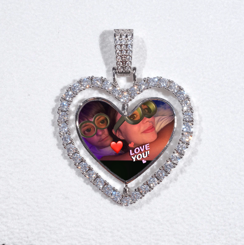 3D Spinning 2-Faced Heart Custom Picture Pendant
