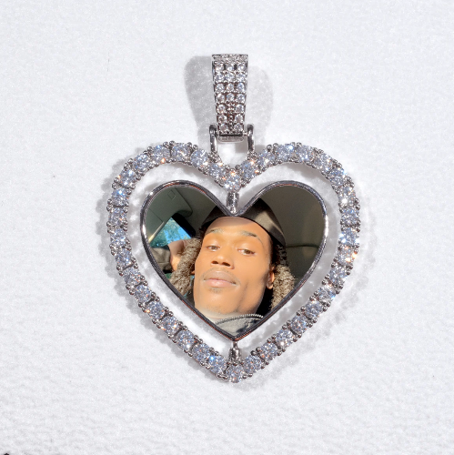 3D Spinning 2-Faced Heart Custom Picture Pendant