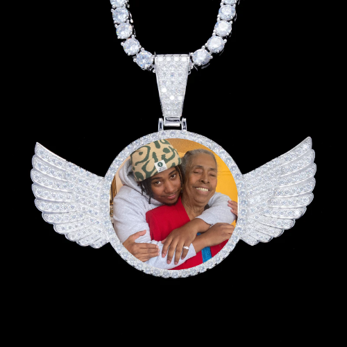 925S & VVS Moissanite 3D Wing Custom Picture Pendant