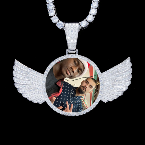 925S & VVS Moissanite 3D Wing Custom Picture Pendant
