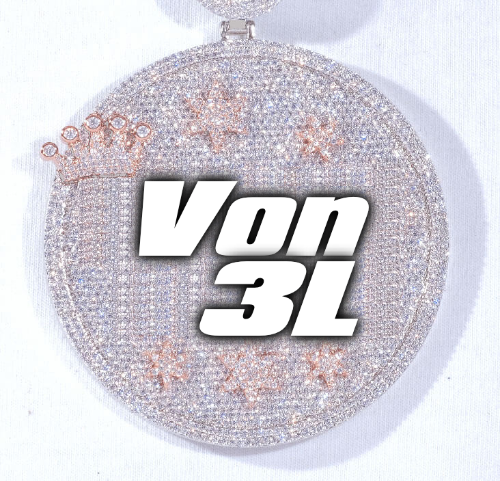 CUSTOM LETTER NECKLACE 3D BIG CROWN DISC
