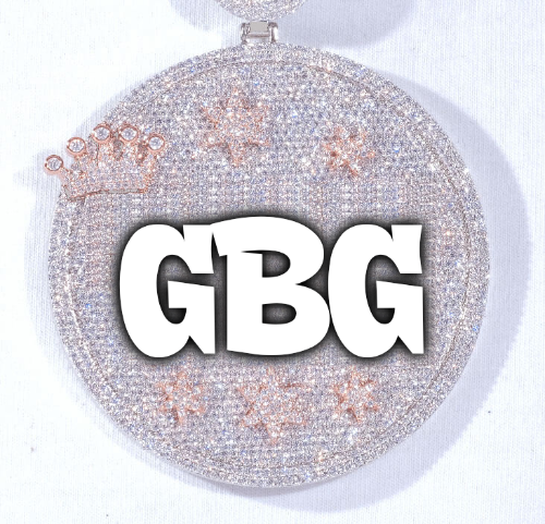 CUSTOM LETTER NECKLACE 3D BIG CROWN DISC