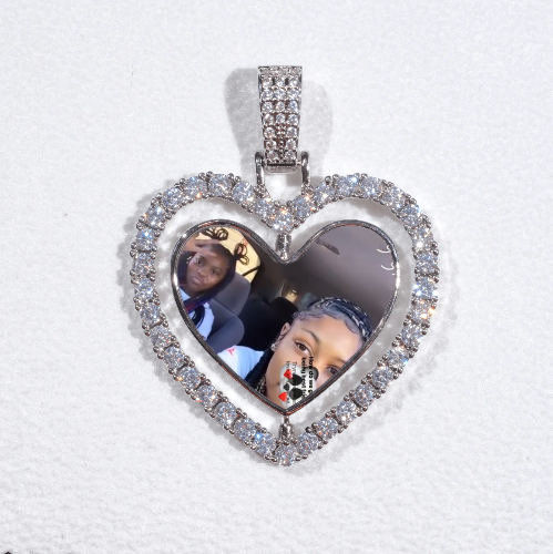 3D Spinning 2-Faced Heart Custom Picture Pendant