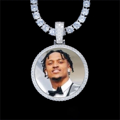 925S & VVS Moissanite 3D Circle Custom Picture Pendant