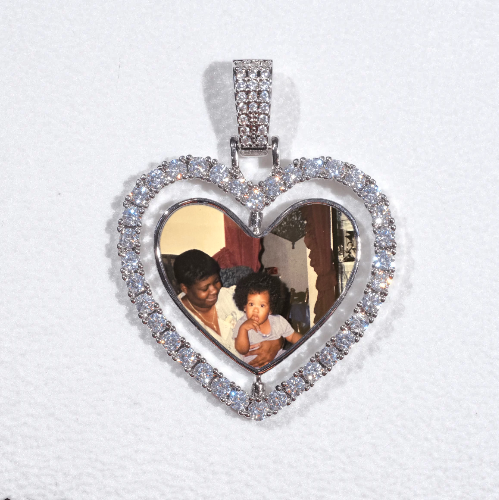 3D Spinning 2-Faced Heart Custom Picture Pendant