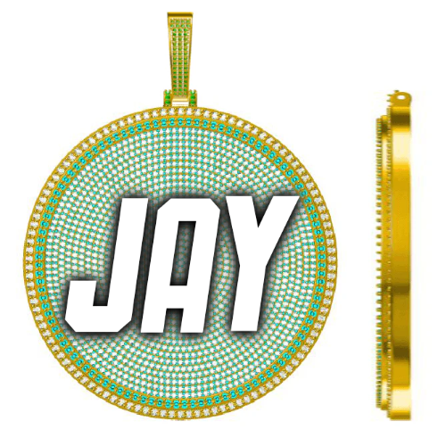 CUSTOM LETTER NECKLACE 3D BIG DISC