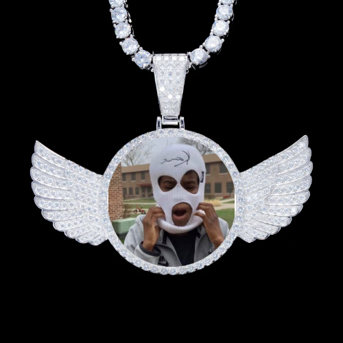 925S & VVS Moissanite 3D Wing Custom Picture Pendant