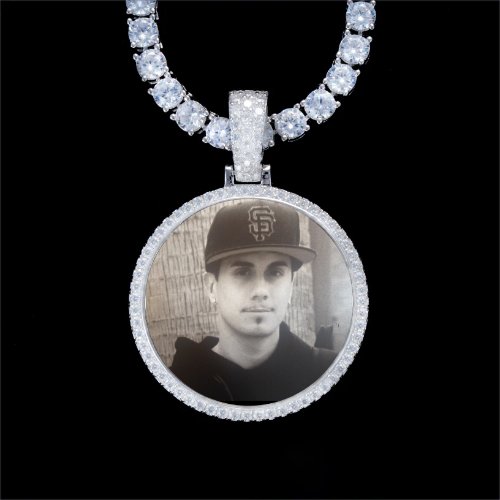 925S & VVS Moissanite 3D Circle Custom Picture Pendant