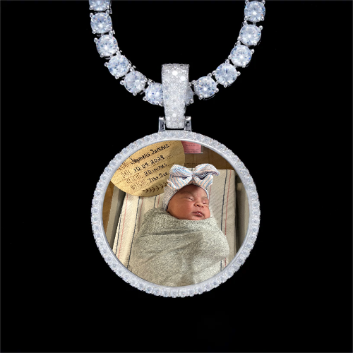 925S & VVS Moissanite 3D Circle Custom Picture Pendant