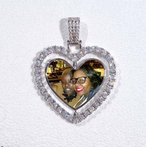 3D Spinning 2-Faced Heart Custom Picture Pendant