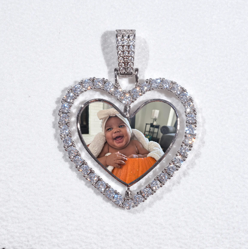 3D Spinning 2-Faced Heart Custom Picture Pendant