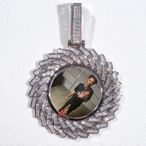 Large 3D Baguette Custom Picture Pendant