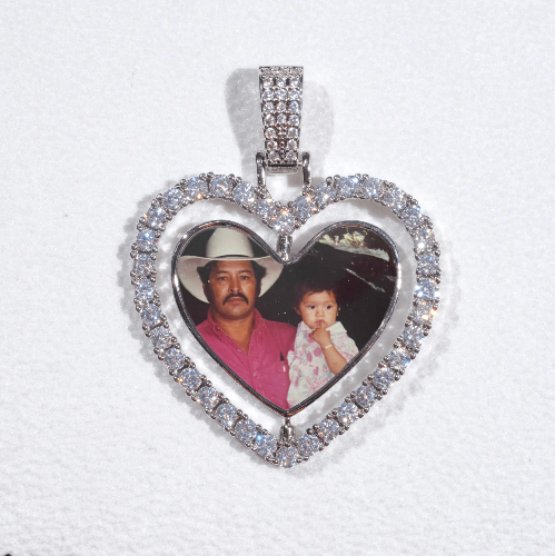 3D Spinning 2-Faced Heart Custom Picture Pendant