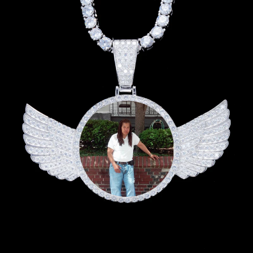 925S & VVS Moissanite 3D Wing Custom Picture Pendant