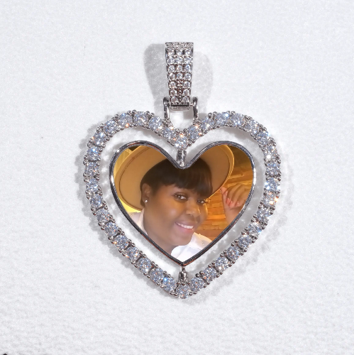 3D Spinning 2-Faced Heart Custom Picture Pendant