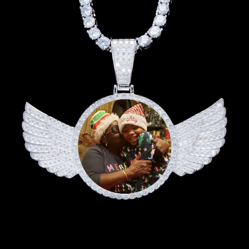925S & VVS Moissanite 3D Wing Custom Picture Pendant