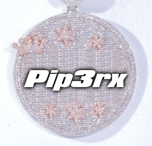 CUSTOM LETTER NECKLACE 3D BIG CROWN DISC