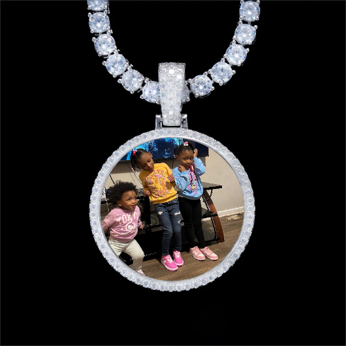 925S & VVS Moissanite 3D Circle Custom Picture Pendant