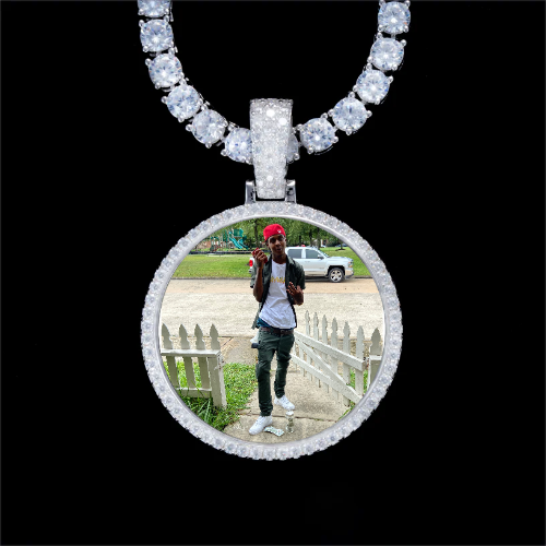 925S & VVS Moissanite 3D Circle Custom Picture Pendant