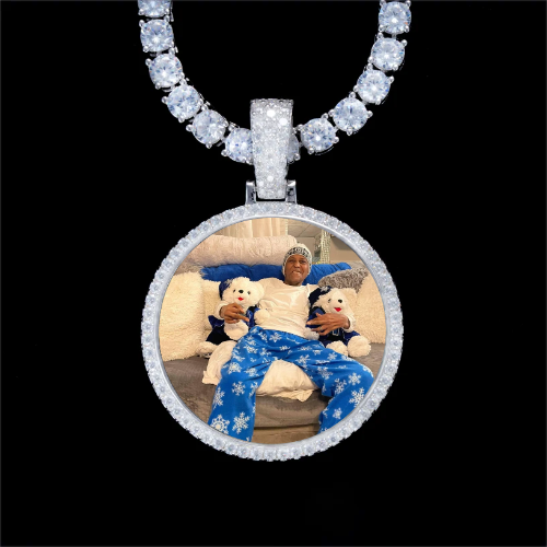 925S & VVS Moissanite 3D Circle Custom Picture Pendant