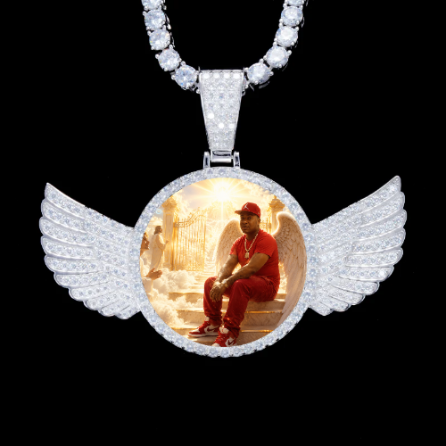 925S & VVS Moissanite 3D Wing Custom Picture Pendant