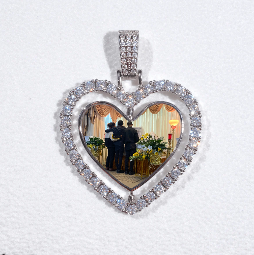3D Spinning 2-Faced Heart Custom Picture Pendant