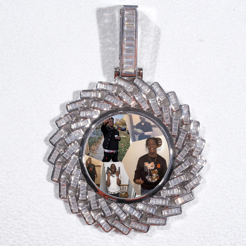 Large 3D Baguette Custom Picture Pendant