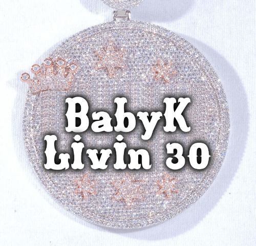 CUSTOM LETTER NECKLACE 3D BIG CROWN DISC