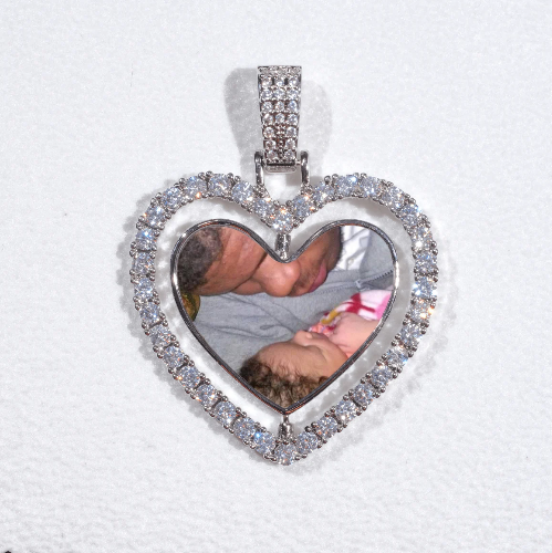 3D Spinning 2-Faced Heart Custom Picture Pendant