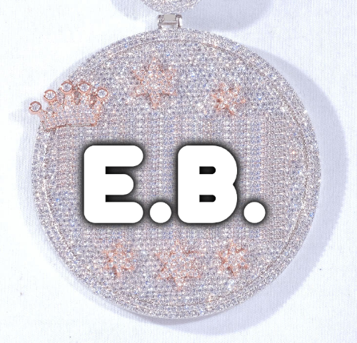 CUSTOM LETTER NECKLACE 3D BIG CROWN DISC