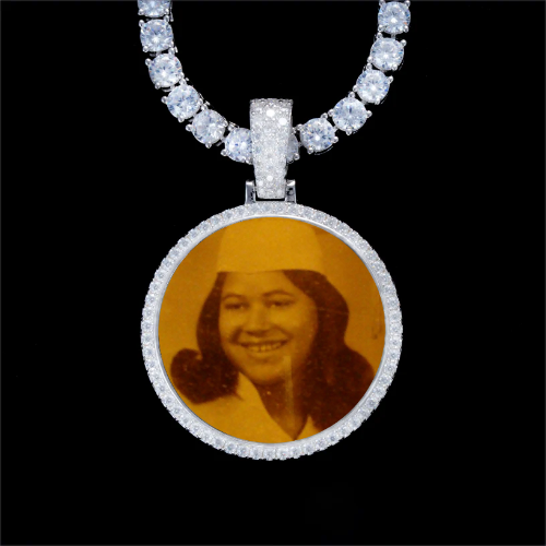 925S & VVS Moissanite 3D Circle Custom Picture Pendant