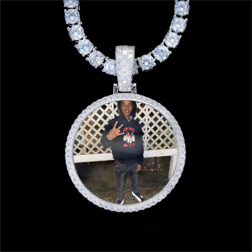 925S & VVS Moissanite 3D Circle Custom Picture Pendant