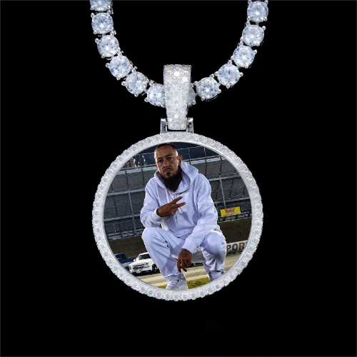 925S & VVS Moissanite 3D Circle Custom Picture Pendant