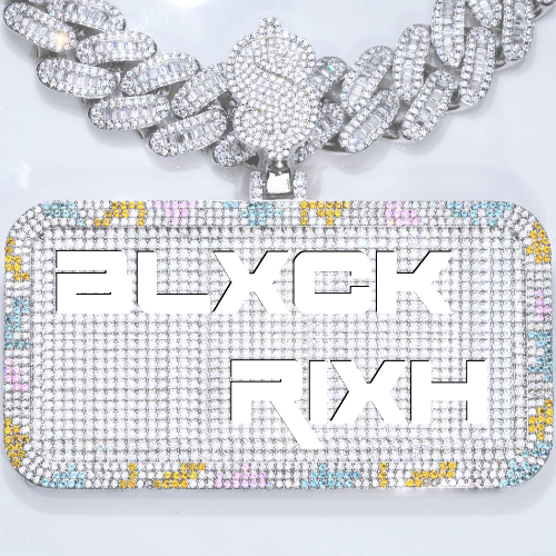 CUSTOM LETTER NECKLACE 3D COLORFUL SQUARE