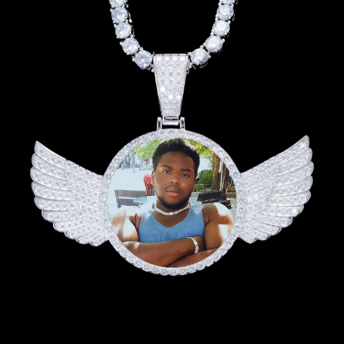 925S & VVS Moissanite 3D Wing Custom Picture Pendant