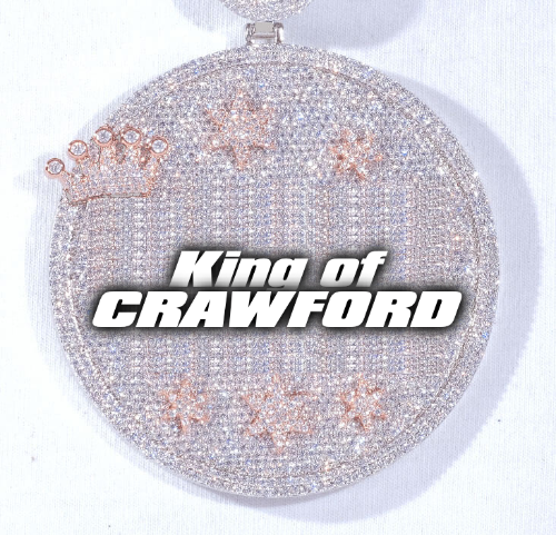 CUSTOM LETTER NECKLACE 3D BIG CROWN DISC