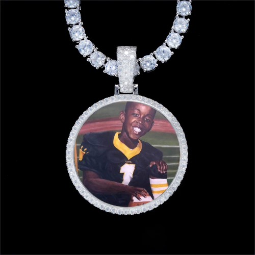 925S & VVS Moissanite 3D Circle Custom Picture Pendant