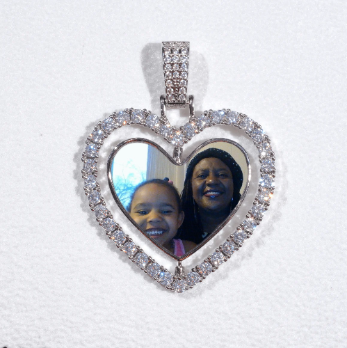 3D Spinning 2-Faced Heart Custom Picture Pendant
