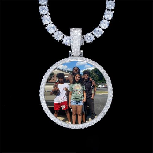 925S & VVS Moissanite 3D Circle Custom Picture Pendant