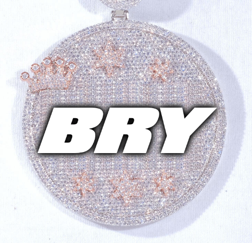 CUSTOM LETTER NECKLACE 3D BIG CROWN DISC
