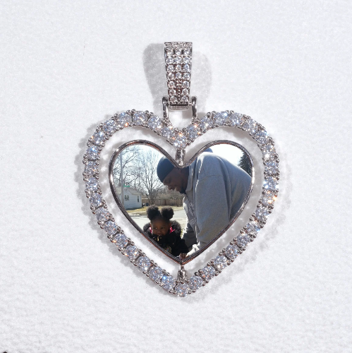 3D Spinning 2-Faced Heart Custom Picture Pendant