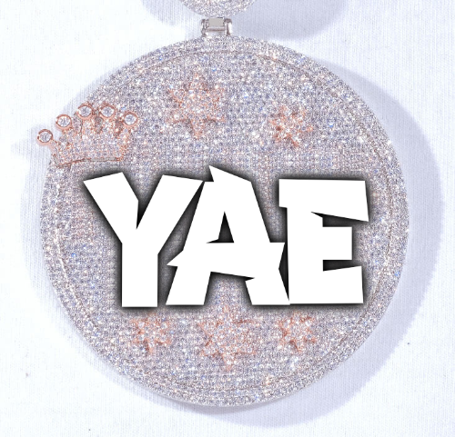 CUSTOM LETTER NECKLACE 3D BIG CROWN DISC