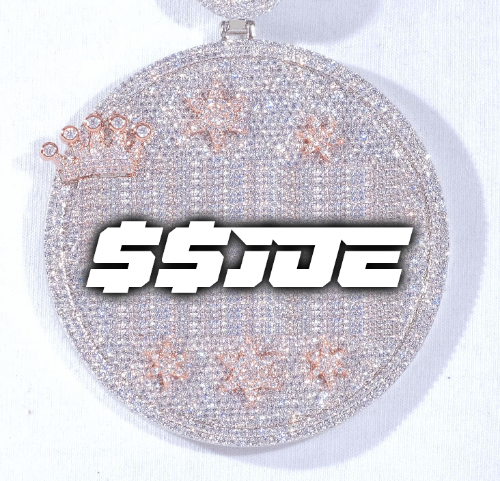 CUSTOM LETTER NECKLACE 3D BIG CROWN DISC